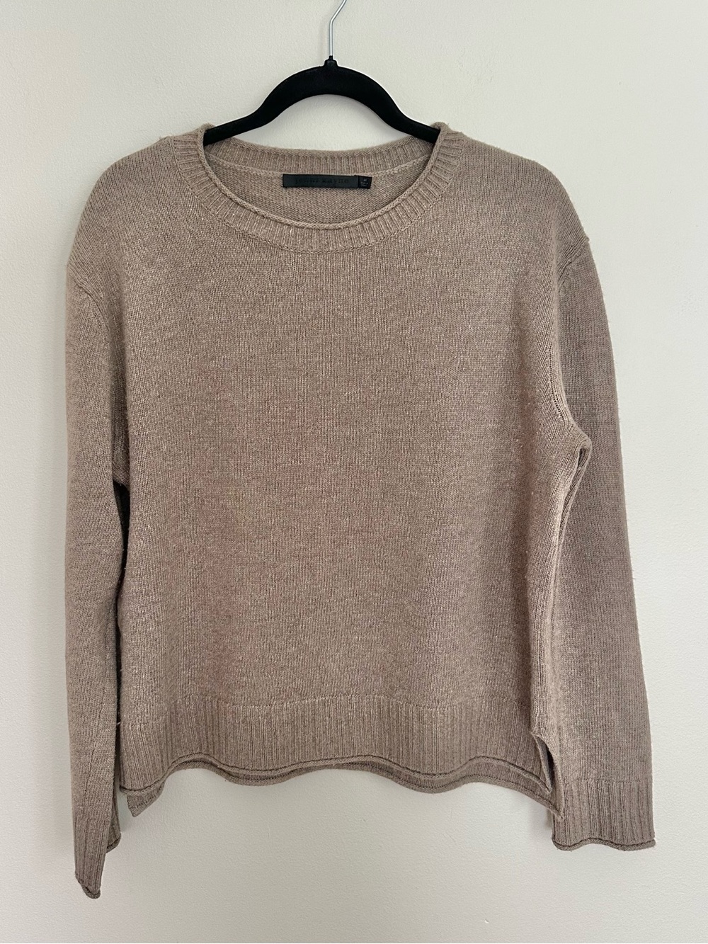 Jenni Kayne Everyday Sweater Cashmere Wool Blend Medium Taupe Crewneck Luxury